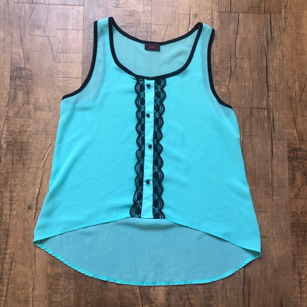NEW Turquoise Mesh Ruffled Nighttime Sleep Cami M